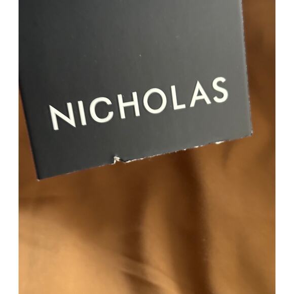 Nicholas Gayle‎ Faux Leather Wrap Front Midi Dress Cigar Tan Brown Size 6 NWT - Picture 10 of 13